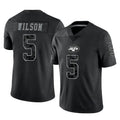 NY.Jets #5 Garrett Wilson Player Stealth Black Limited Reflective Home Game Qdoa Stitched Jerseys