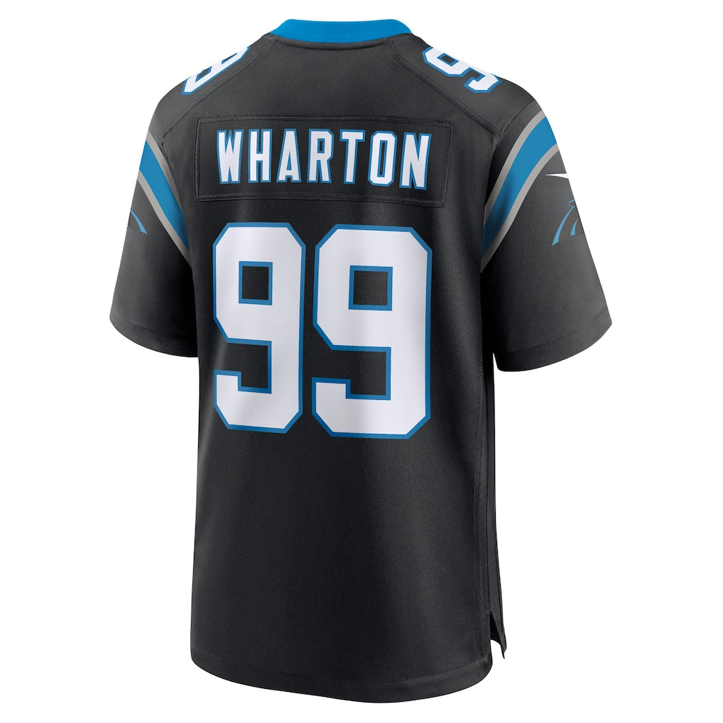 Qdoa C.Panthers #99 Tershawn Wharton Black Team Game Jersey
