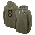M.Dolphins #8 JuJu Brents Player Olive Salute to Service Pullover Hoodies Limited Qdoa Stitched Jerseys