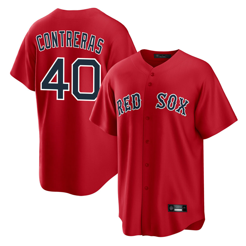 B.Red Sox #40 Willson Contreras Player Red Home Game Qdoa Stitched Jerseys