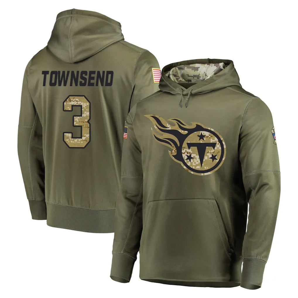 T.Titans #3 Tommy Townsend Player Olive Salute to Service Pullover Hoodies Home Game Qdoa Stitched Jerseys
