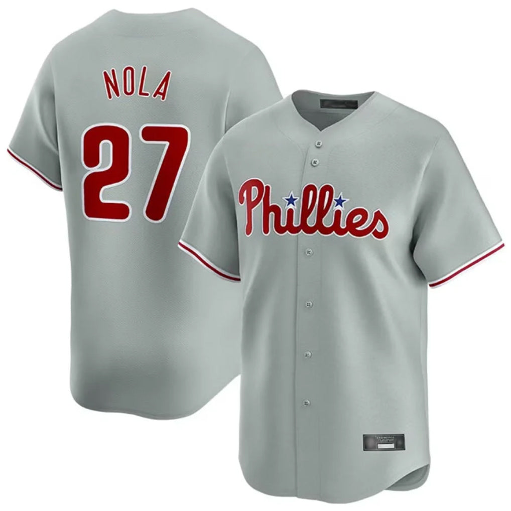 P.Phillies #27 Aaron Nola Player Gray Home Limited Qdoa Stitched Jerseys