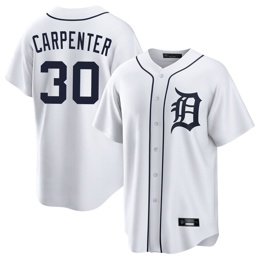 D.Tigers #30 Kerry Carpenter Player White Home Game Qdoa Stitched Jerseys