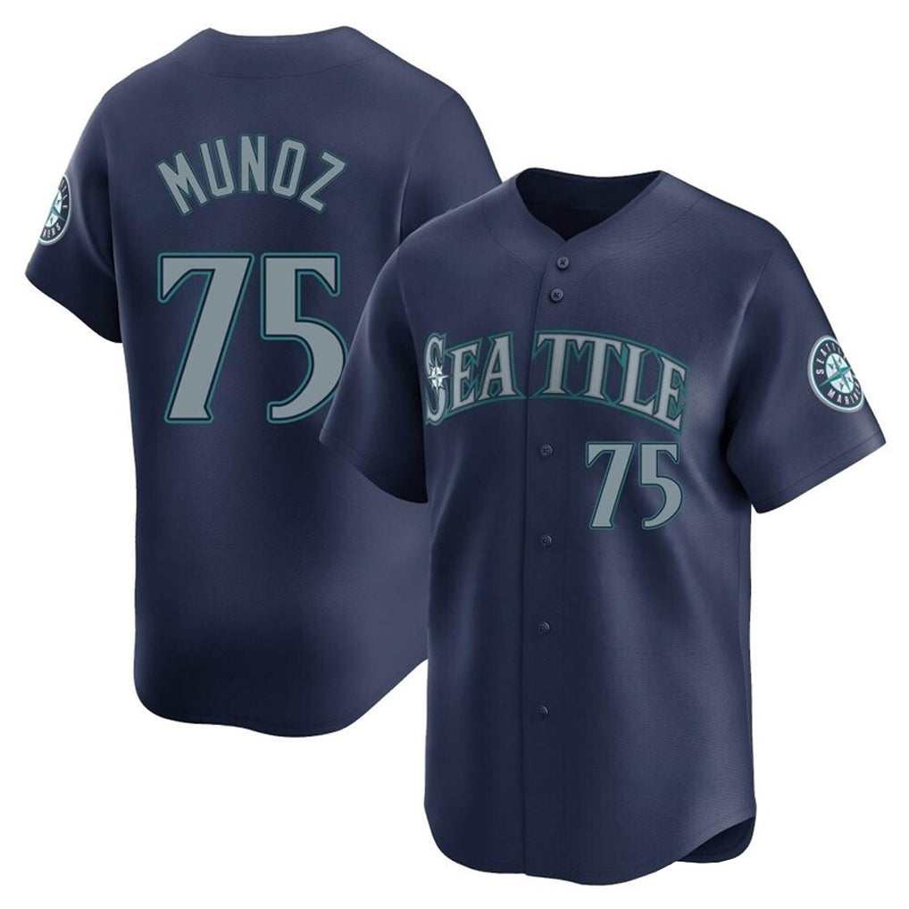 S.Mariners #75 Andres Munoz Player Navy Home Limited Qdoa Stitched Jerseys