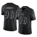 B.Ravens #98 Travis Jones Player Black REFLECTIVE Limited Qdoa Stitched Jerseys
