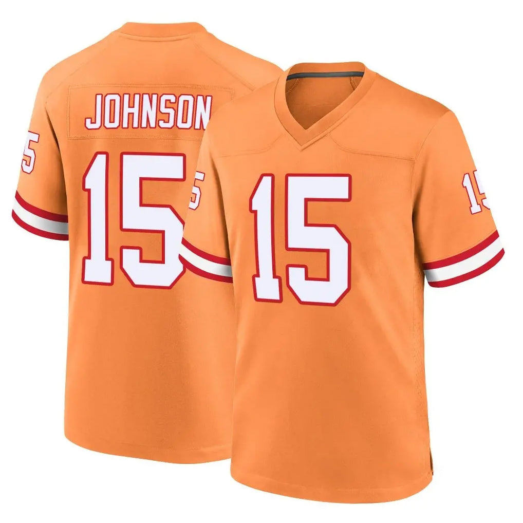 TB.Buccaneers #15 Tez Johnson Player Orange Throwback Home Game Qdoa Stitched Jerseys