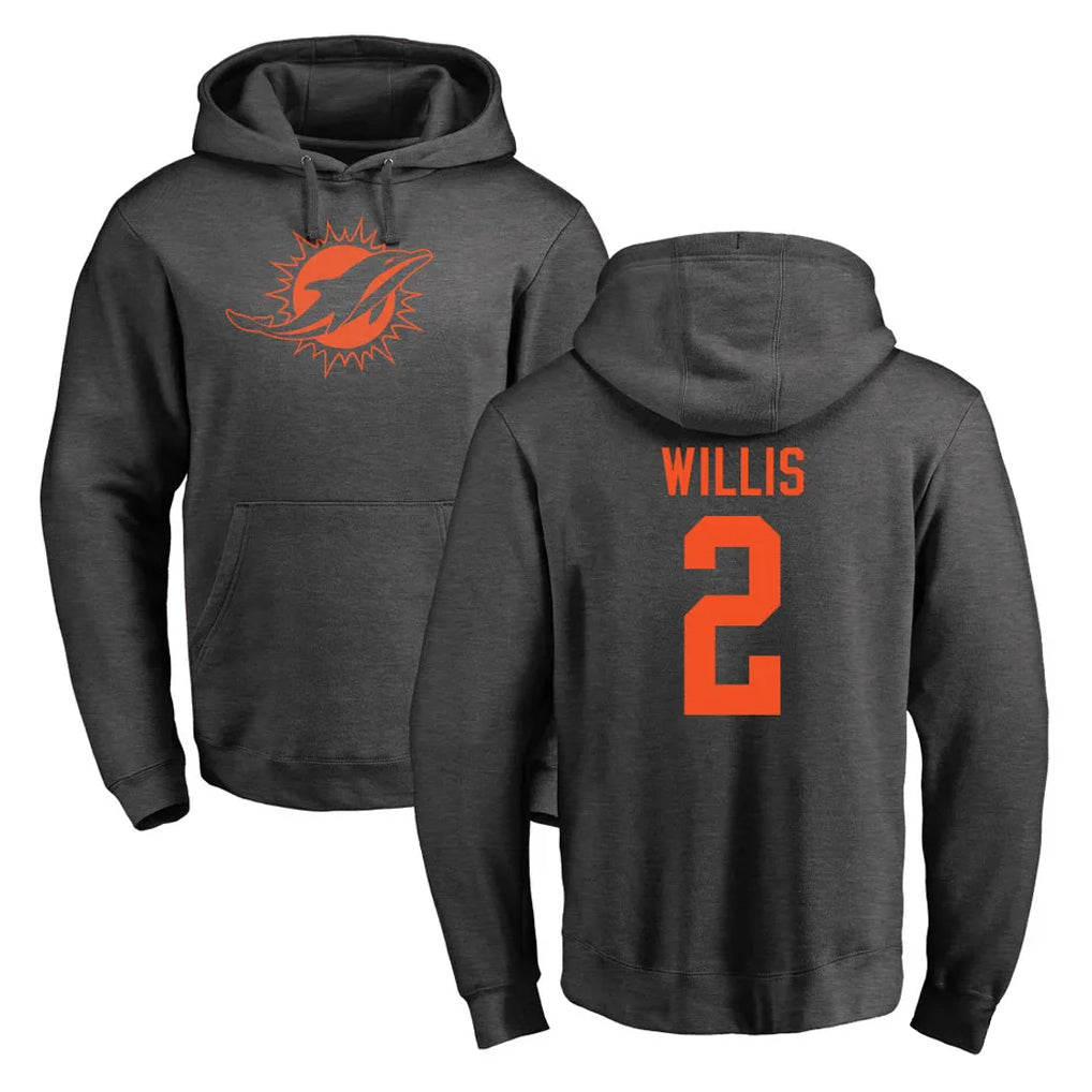 M.Dolphins #2 Malik Willis Player Darkgray Pullover Hoodies Limited Qdoa Stitched Jerseys