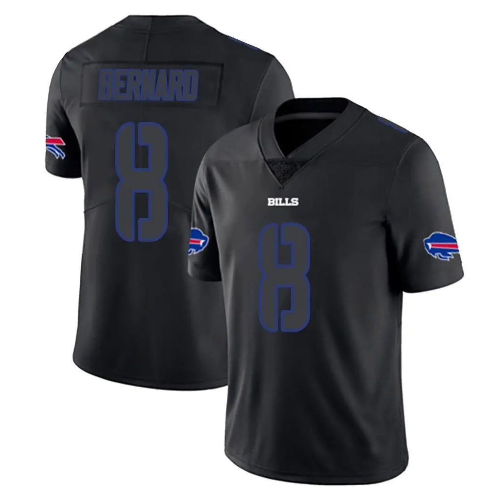 B.Bills #8 Terrel Bernard Player Black Impact Limited Home Game Qdoa Stitched Jerseys