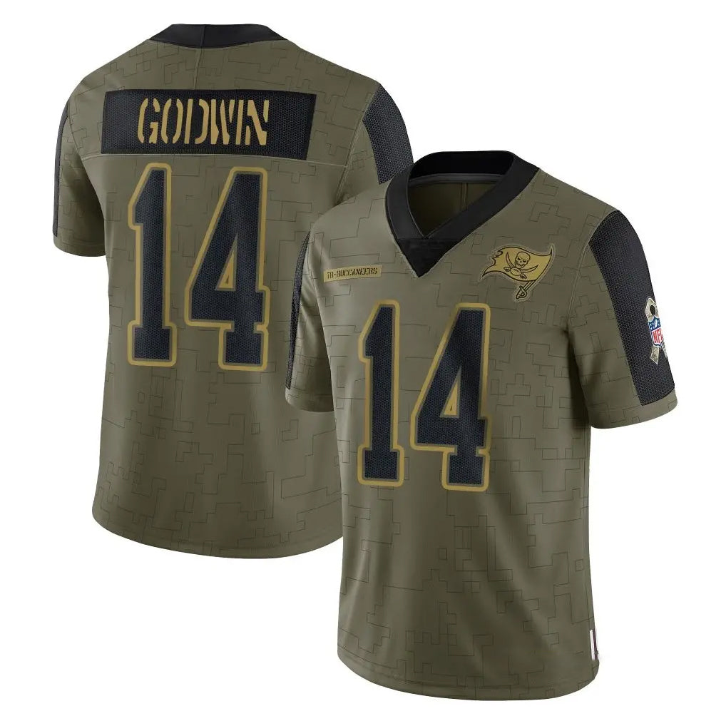 TB.Buccaneers #14 Chris Godwin Jr. Player Olive Salute To Service Limited Game Qdoa Stitched Jerseys