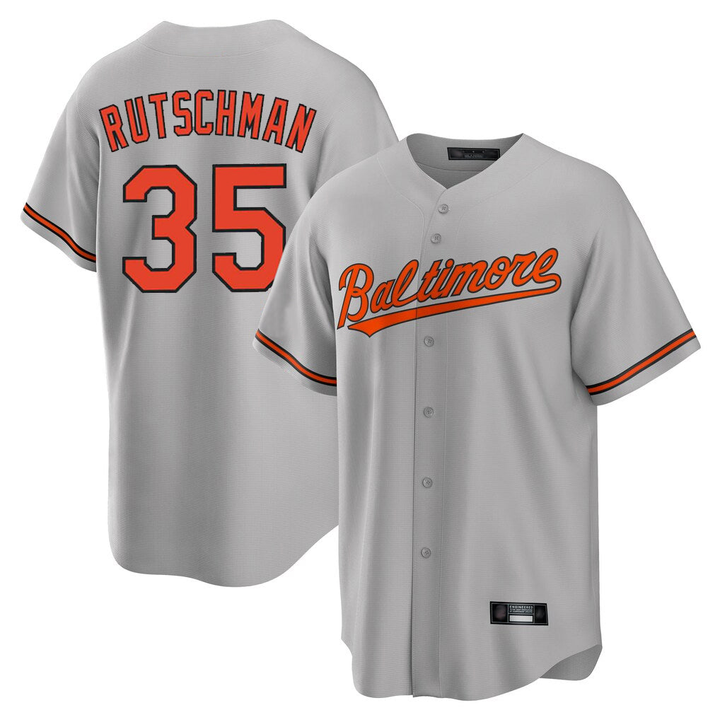 B.Orioles #35 Adley Rutschman Player Gray Home Game Qdoa Stitched Jerseys