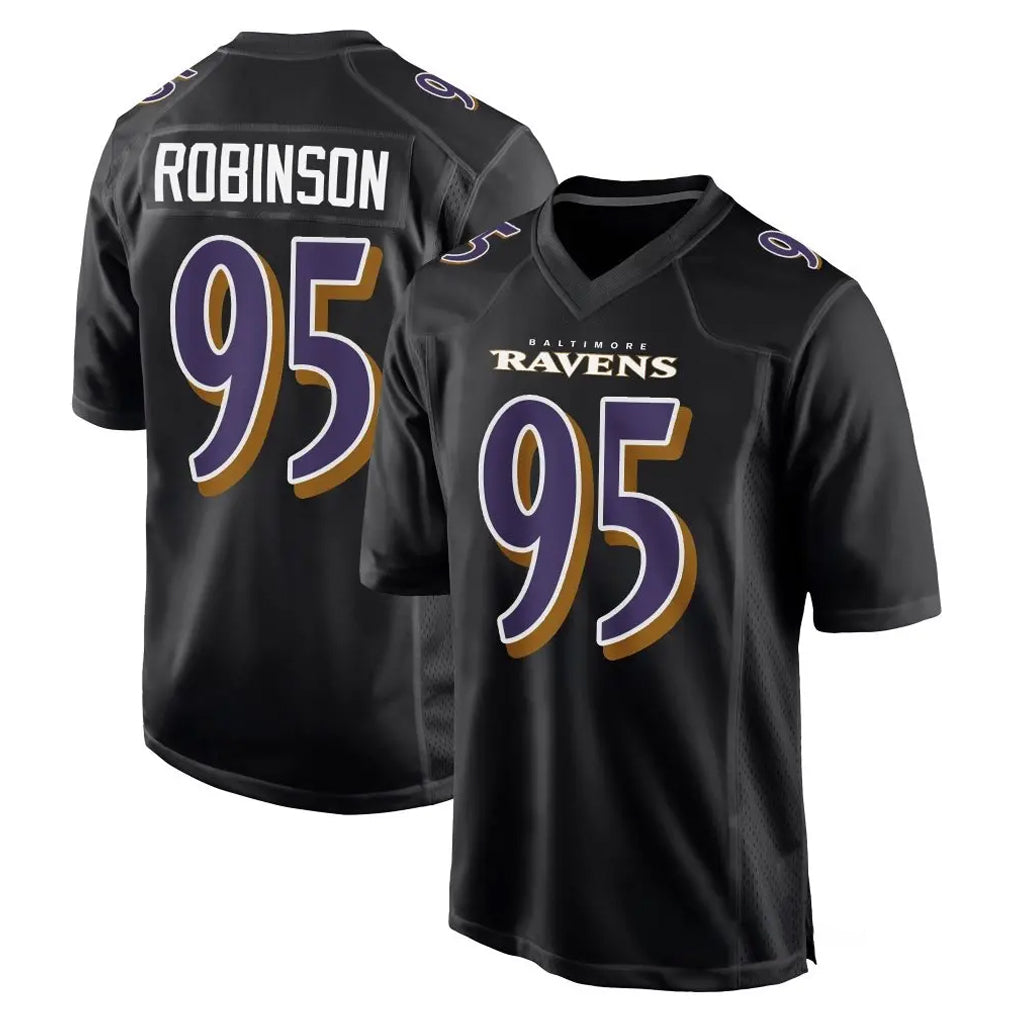 B.Ravens #95 Tavius Robinson Player Black Carbon Fashion Home Game Qdoa Stitched Jerseys