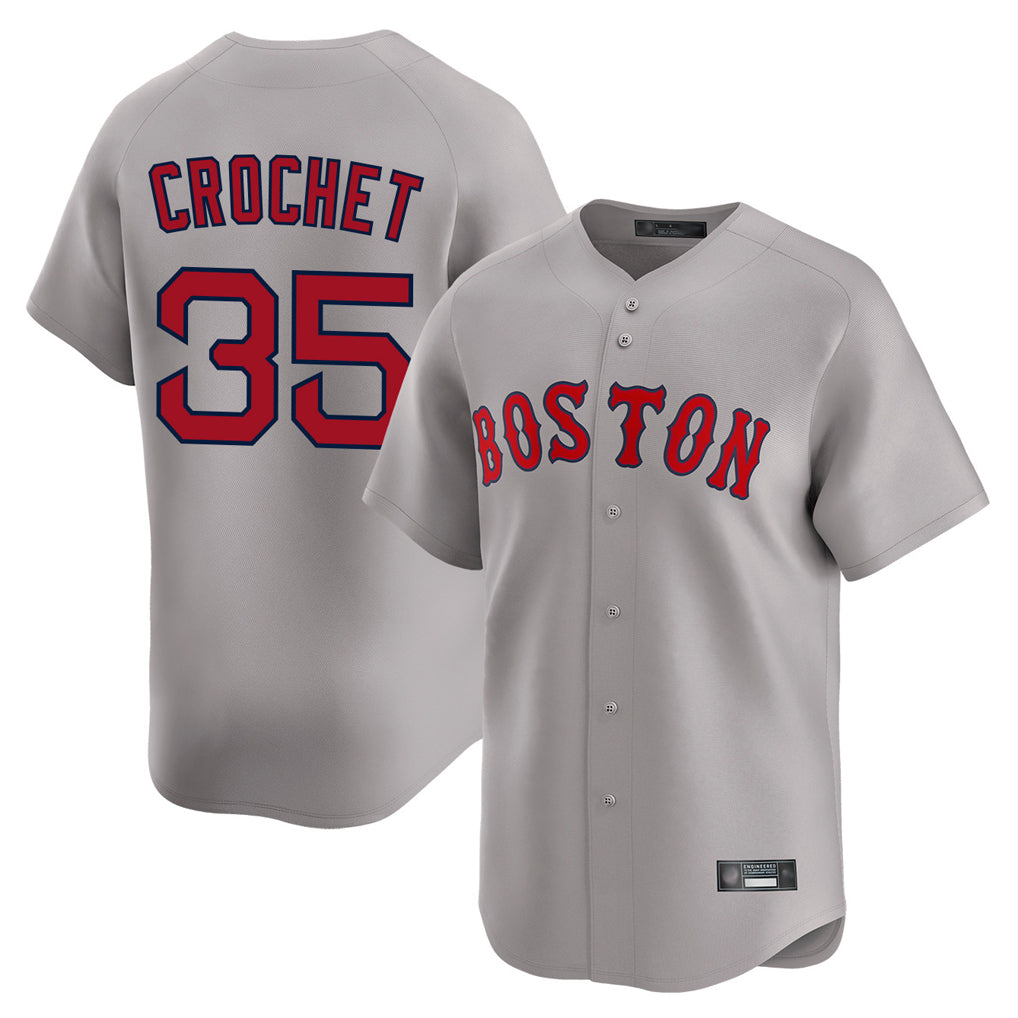 B.Red Sox #35 Garrett Crochet Player Gray Road Limited Home Game Qdoa Stitched Jerseys