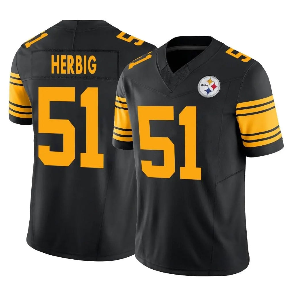 P.Steelers #51 Nick Herbig Player Black Limited 2nd Alternate Vapor F.U.S.E. Home Game Qdoa Stitched Jerseys