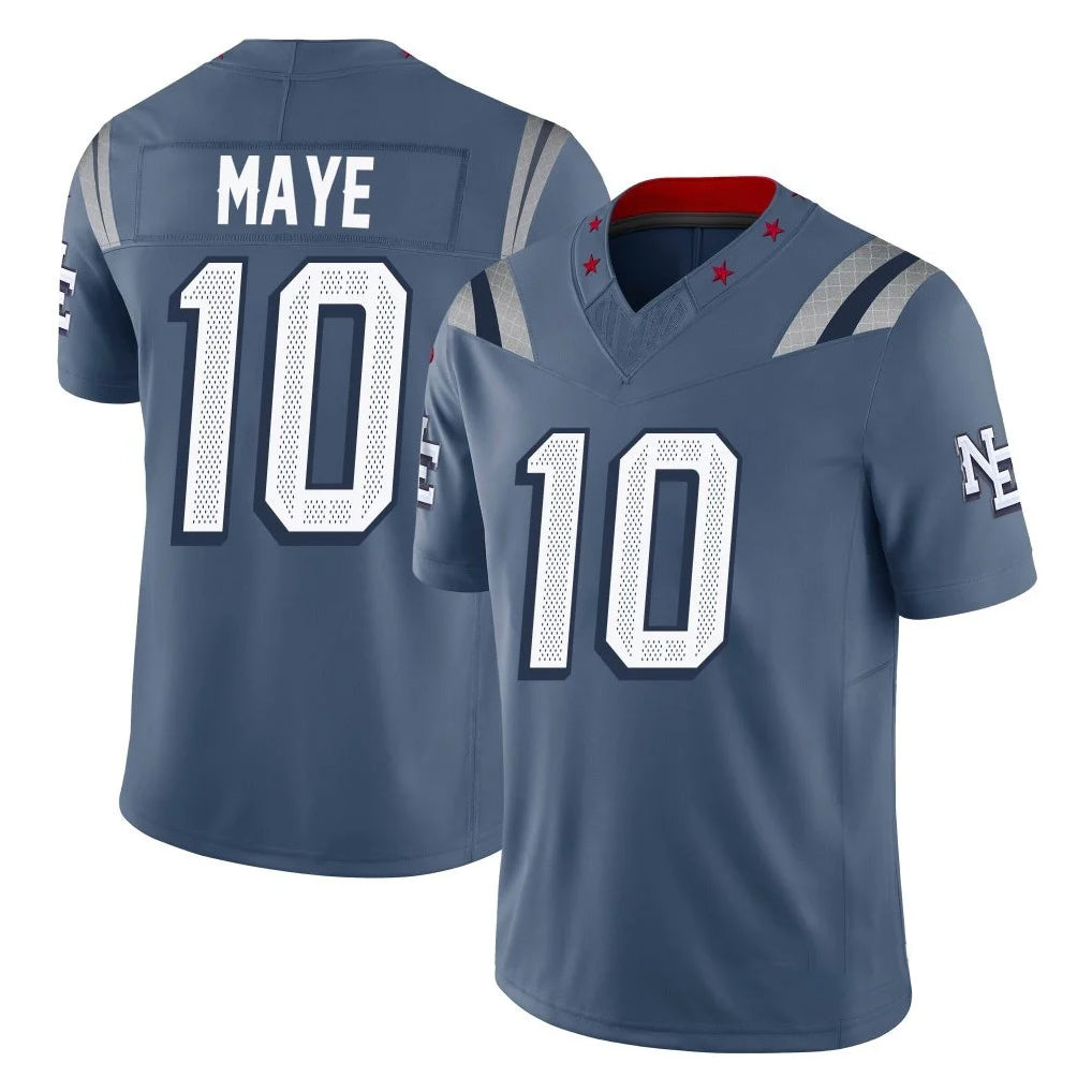 NE.Patriots #10 Drake Maye Player Blue Limited Rivalries Collection Home Game Qdoa Stitched Jerseys