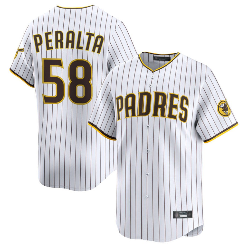 S.Diego Padres #58 Wandy Peralta Player White Limited Home Qdoa Stitched Jerseys