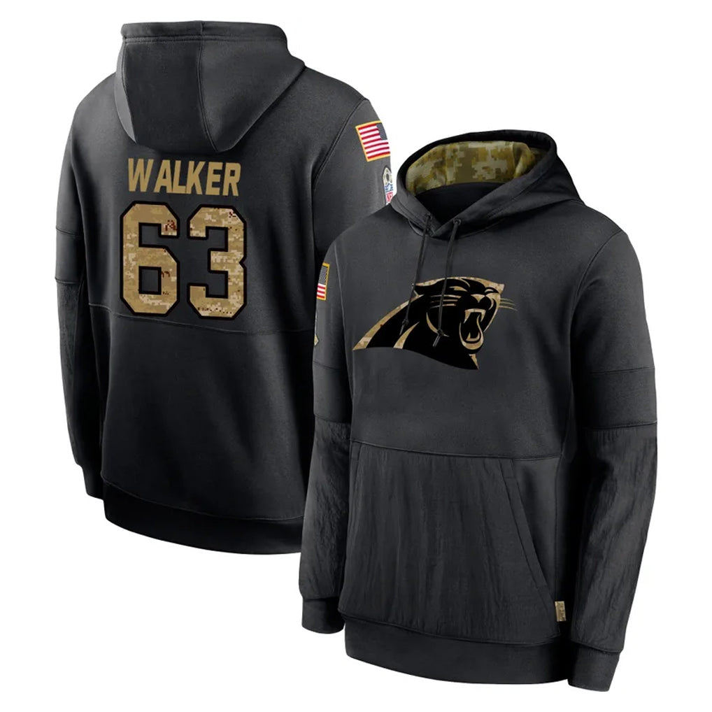 C.Panthers #63 Rasheed Walker Player Black Salute to Service Pullover Hoodies Limited Game Qdoa Stitched Jerseys