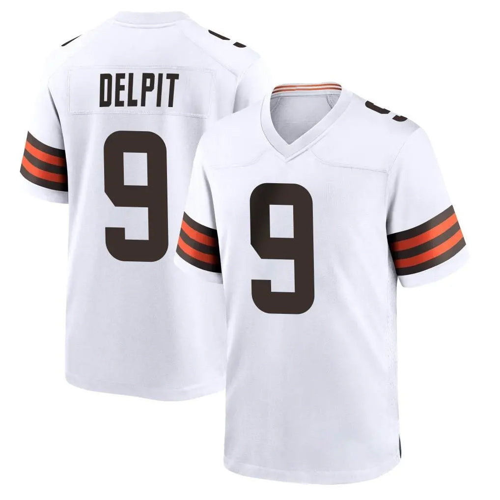 C.Browns #9 Grant Delpit Player White Home Game Qdoa Stitched Jerseys