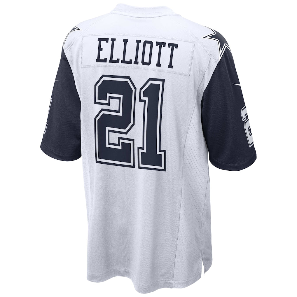 Qdoa D.Cowboys #21 Ezekiel Elliott White Team Game Jersey