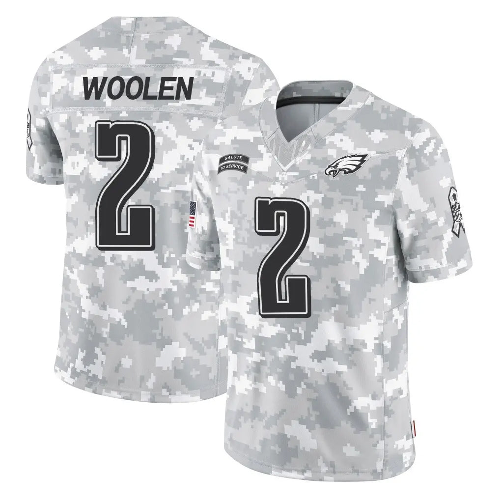 P.Eagles #2 Riq Woolen Player Arctic Camo Salute to Service Limited Game Qdoa Stitched Jerseys