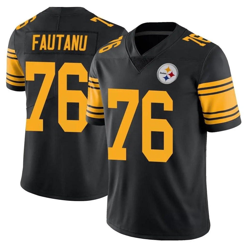 P.Steelers #76 Troy Fautanu Player Black Limited Color Rush Home Game Qdoa Stitched Jerseys
