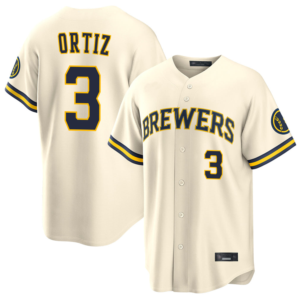 M.Brewers #3 Joey Ortiz Player Cream Home Limited Qdoa Stitched Jerseys