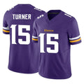 M.Vikings #15 Dallas Turner Player Purple Limited Vapor F.U.S.E. Home Game Qdoa Stitched Jerseys