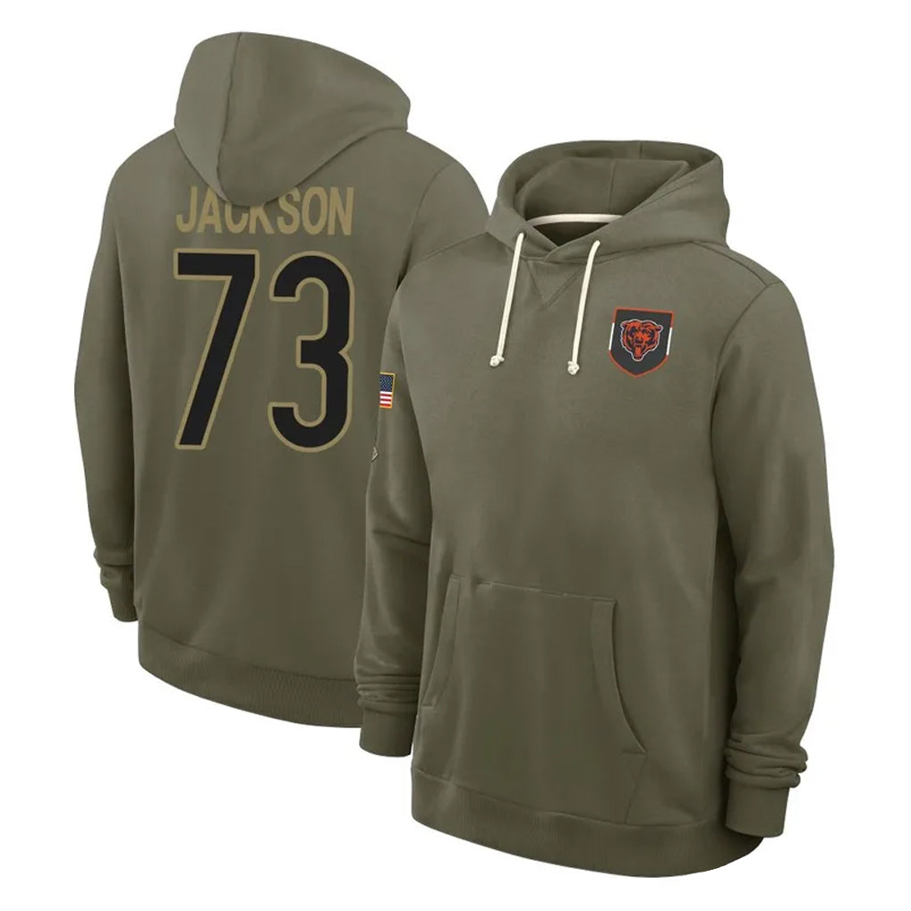 C.Bears #73 Jonah Jackson Player Olive Salute to Service Pullover Hoodies Limited Qdoa Stitched Jerseys
