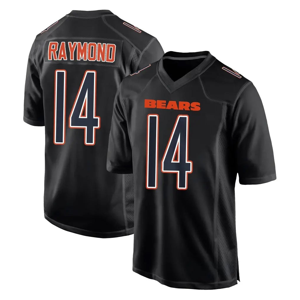 C.Bears #14 Kalif Raymond Player Carbon Black Fashion Game Qdoa Stitched Jerseys