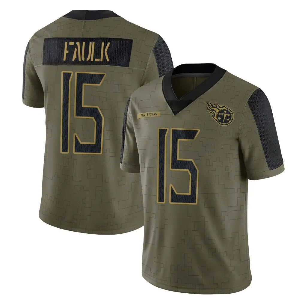 T.Titans #15 Keldric Faulk Player Olive Salute to Service Limited Home Game Qdoa Stitched Jerseys