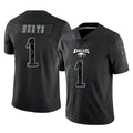 P.Eagles #1 Jalen Hurts Player Black Reflective Limited Home Game Qdoa Stitched Jerseys