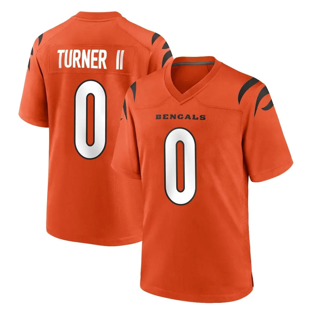 C.Bengals #0 DJ Turner II Player Orange Home Game Qdoa Stitched Jerseys