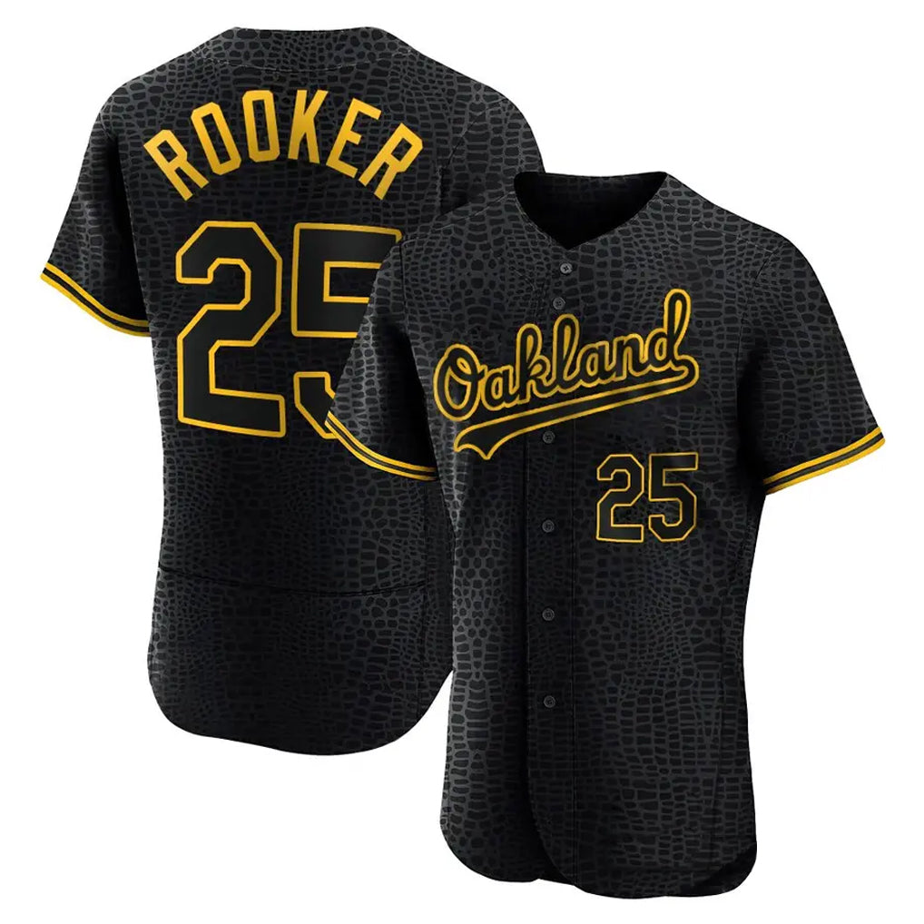 Athletics #25 Brent Rooker Player Black Snake Skin City Limited Elite Home Game Qdoa Stitched Jerseys