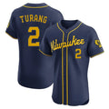 M.Brewers #2 Brice Turang Player Navy Home Limited Elite Qdoa Stitched Jerseys