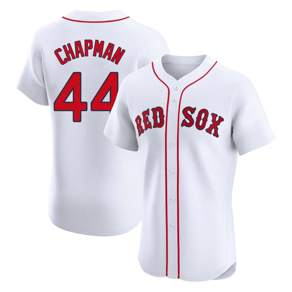 B.Red Sox #44 Aroldis Chapman Player White Limited Elite Home Game Qdoa Stitched Jerseys