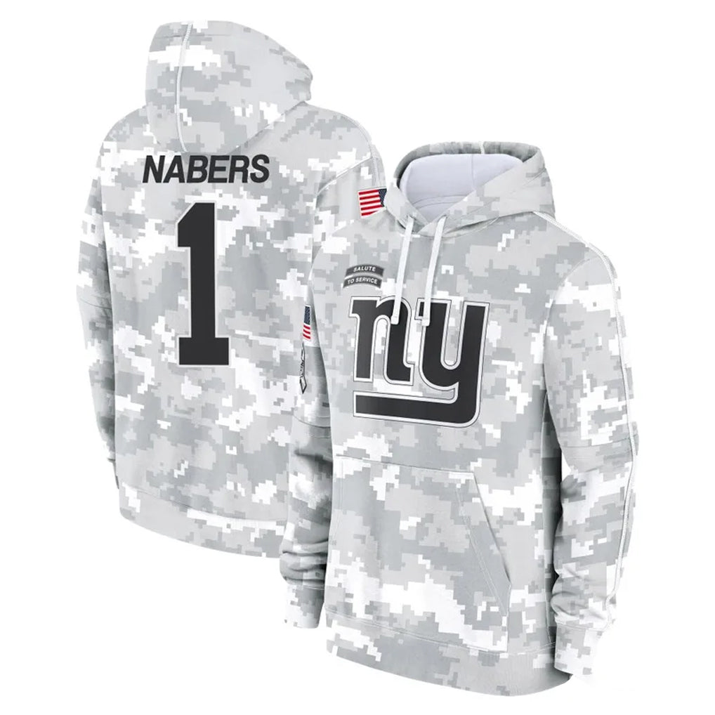 NY.Giants #1 Malik Nabers Player Arctic Camo Salute to Service Pullover Hoodies Limited Game Qdoa Stitched Jerseys