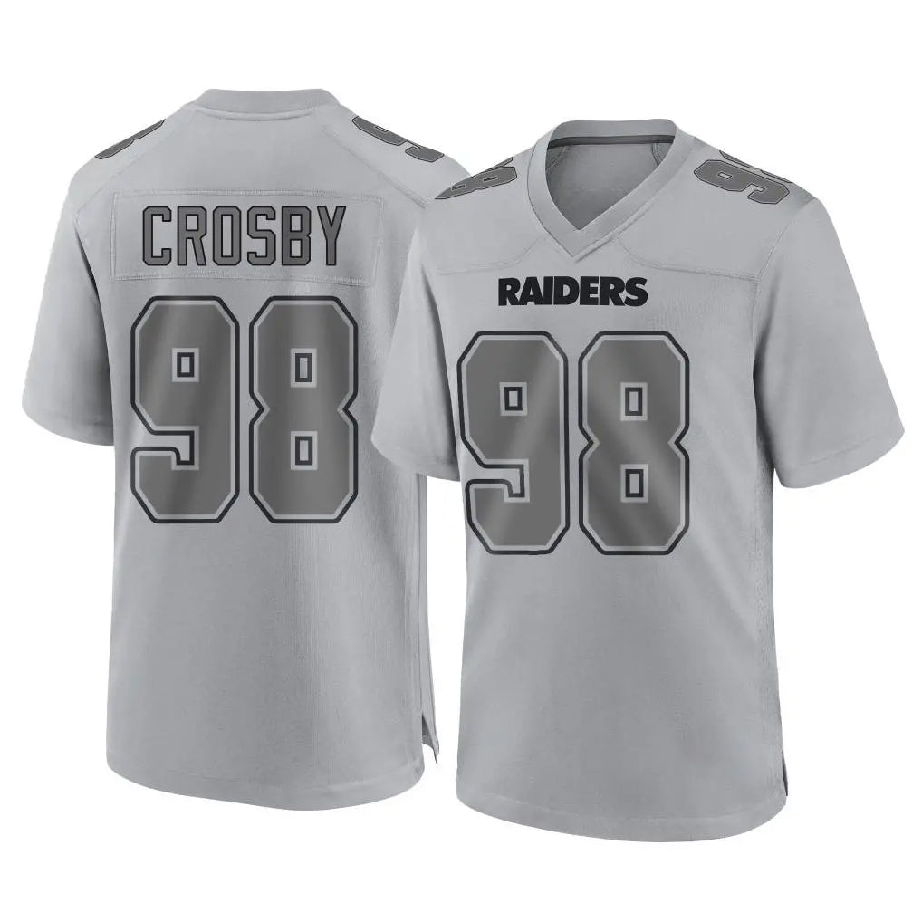 LV.Raiders #98 Maxx Crosby Player Gray Atmosphere Fashion Limited Game Qdoa Stitched Jerseys