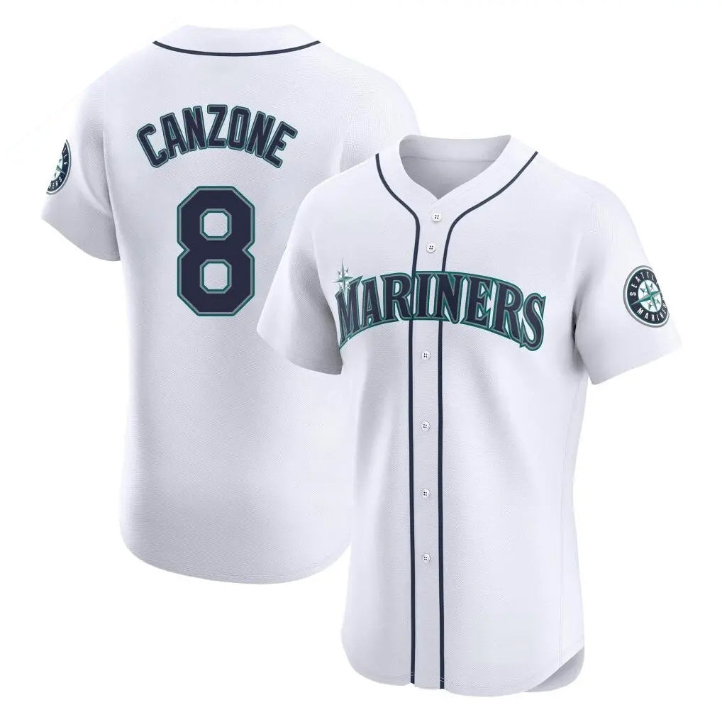 S.Mariners #8 Dominic Canzone Player White Home Limited Elite Qdoa Stitched Jerseys