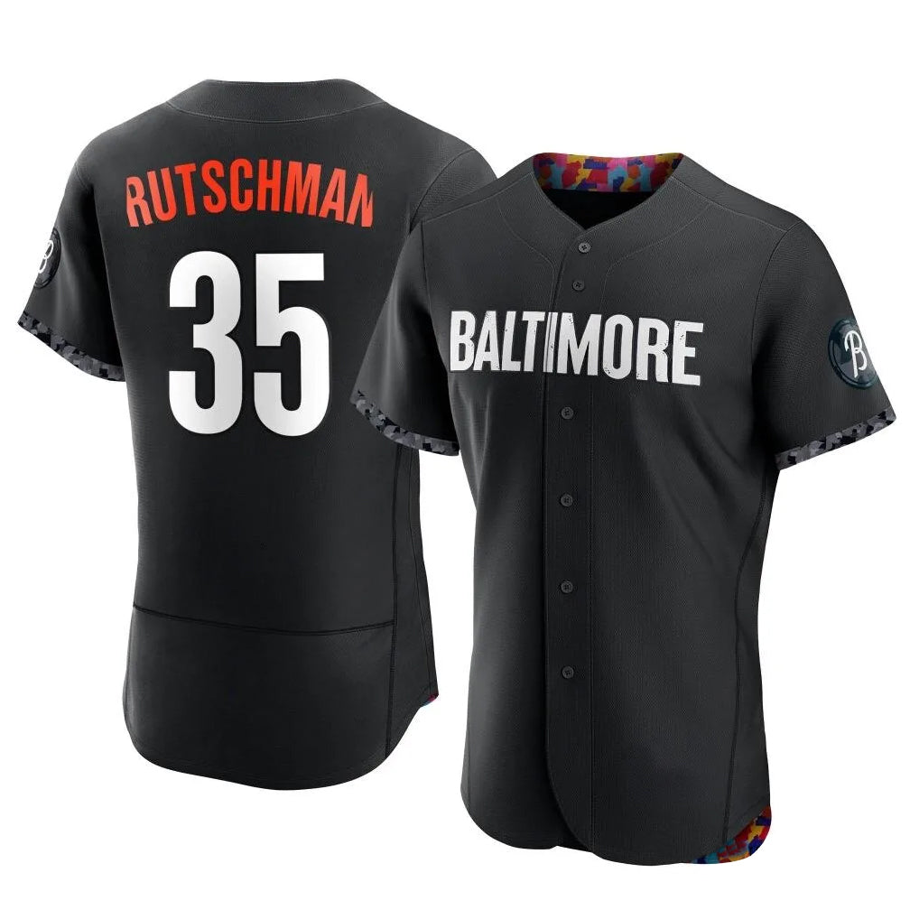 B.Orioles #35 Adley Rutschman Player Black City Connect Limited Elite Home Game Qdoa Stitched Jerseys