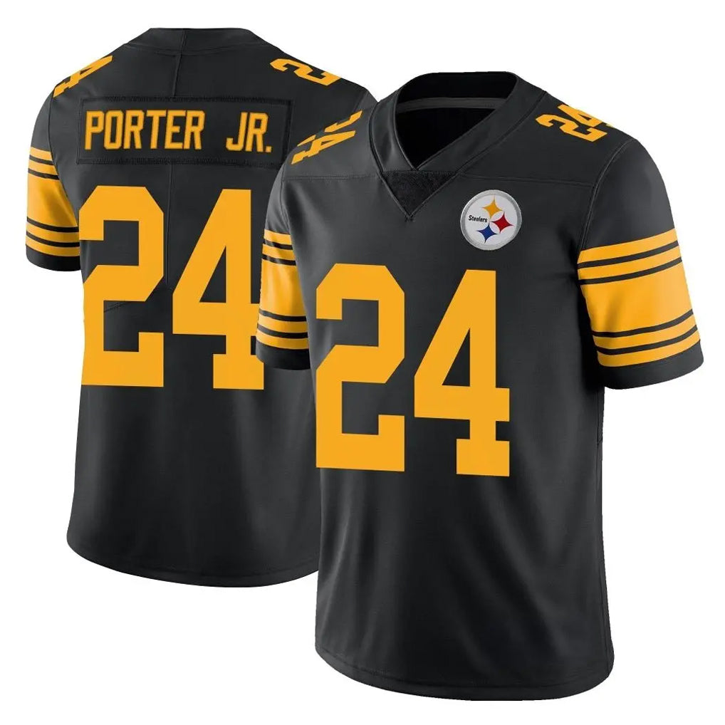 P.Steelers #24 Joey Porter Jr. Player Black Limited Color Rush Home Game Qdoa Stitched Jerseys
