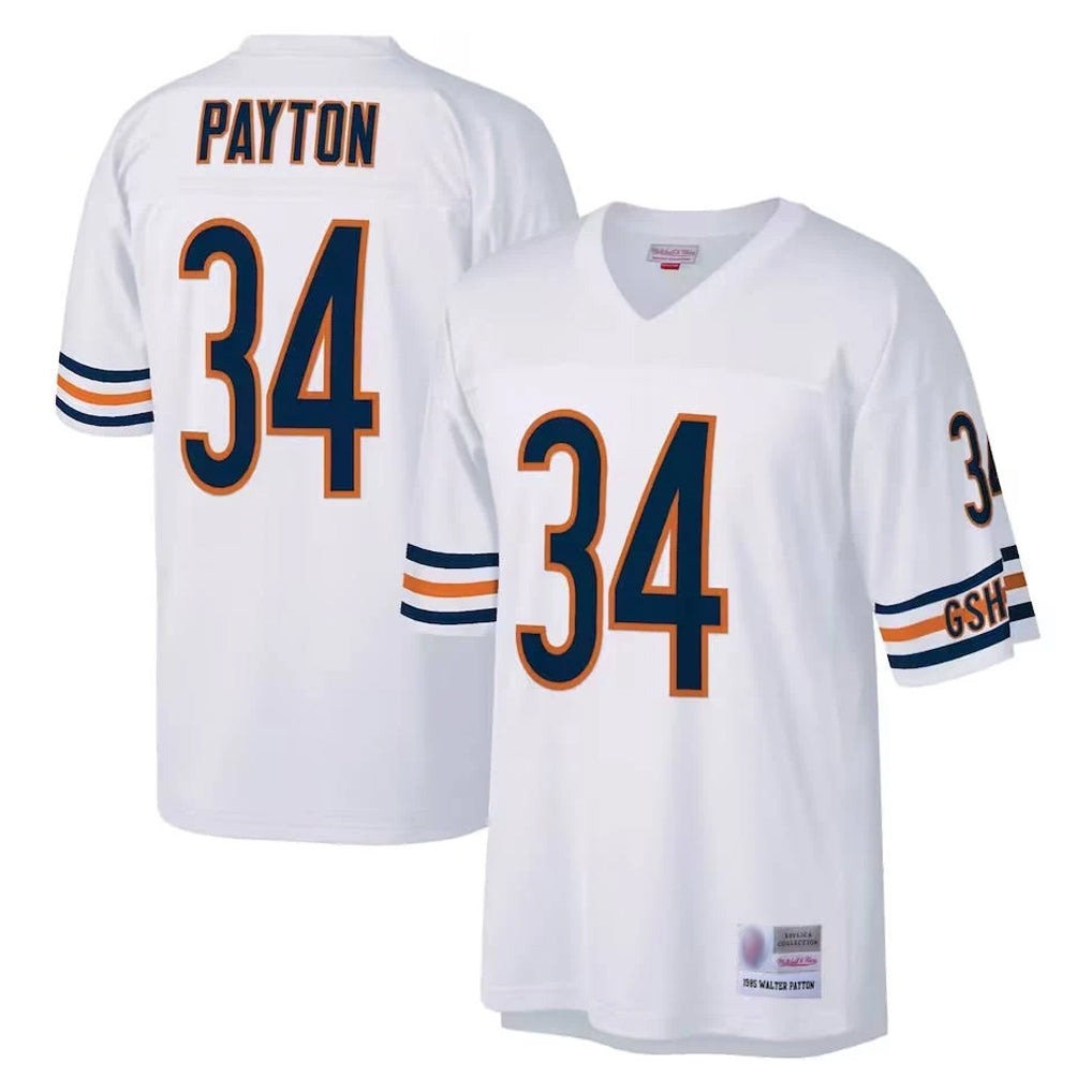 C.Bears #34 Walter Payton Player White 1985 Walter Payton Mitchell & Ness Throwback Retired Qdoa Stitched Jerseys