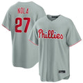 P.Phillies #27 Aaron Nola Player Gray Home Game Qdoa Stitched Jerseys