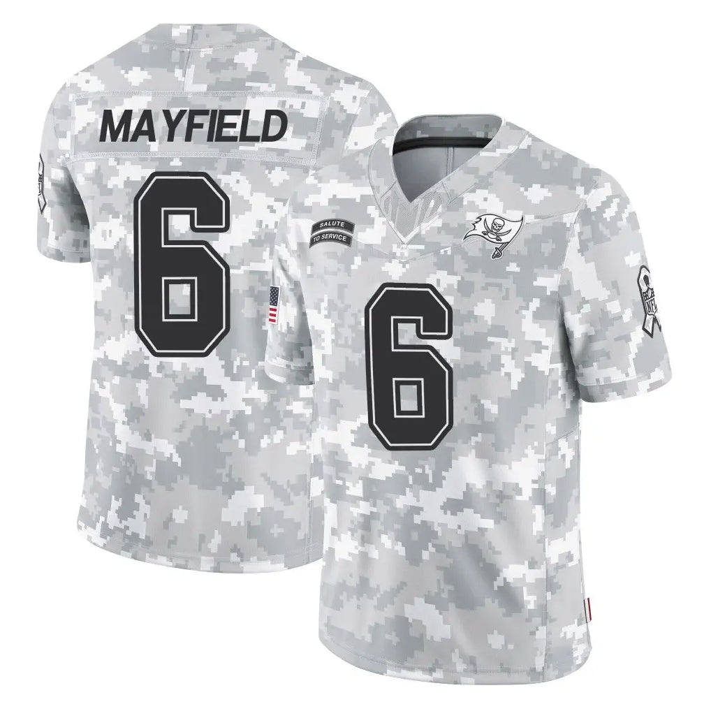 TB.Buccaneers #6 Baker Mayfield Player Arctic Camo Limited Salute To Service Home Game Qdoa Stitched Jerseys