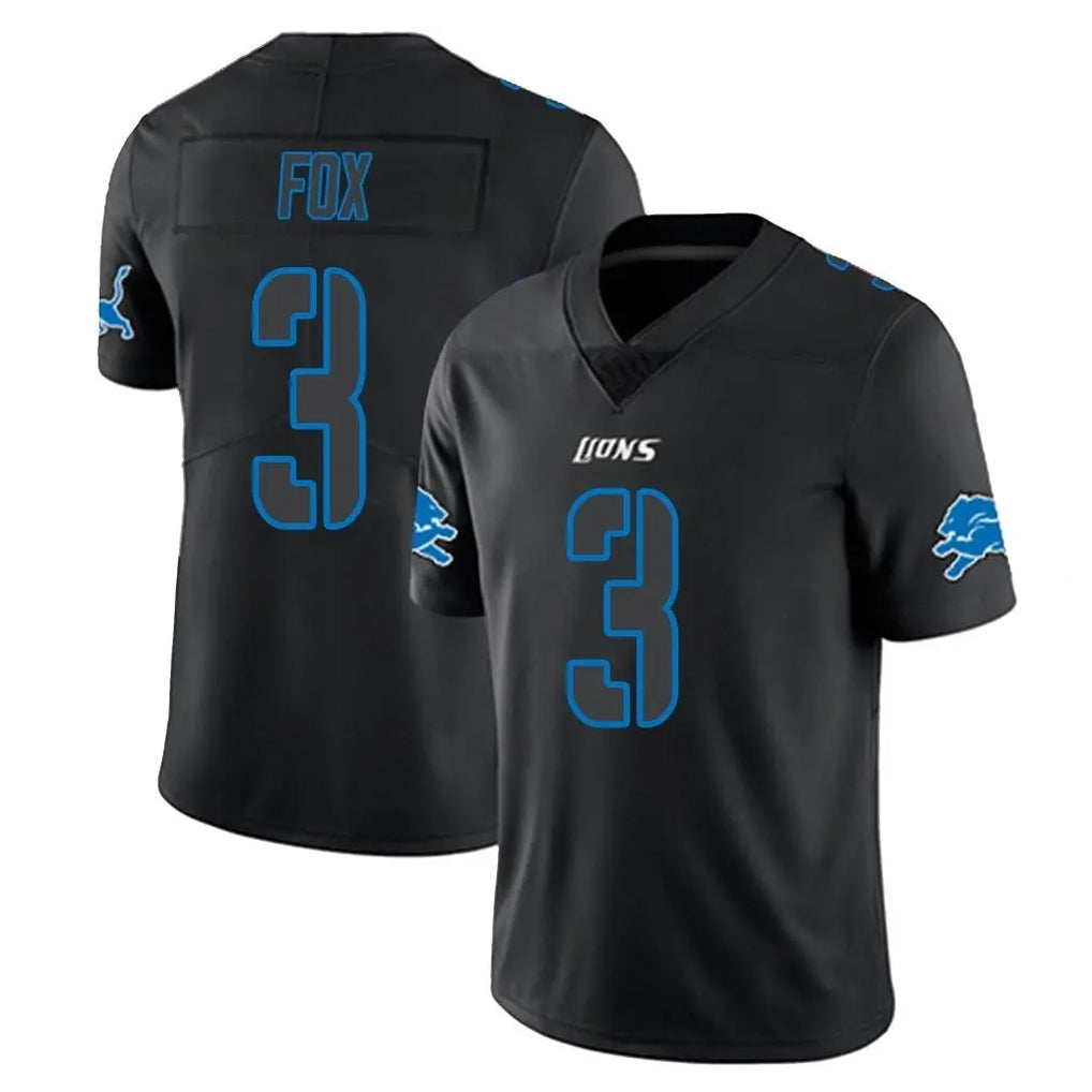 D.Lions #3 Jack Fox Player Black Impact Limited Home Game Qdoa Stitched Jerseys