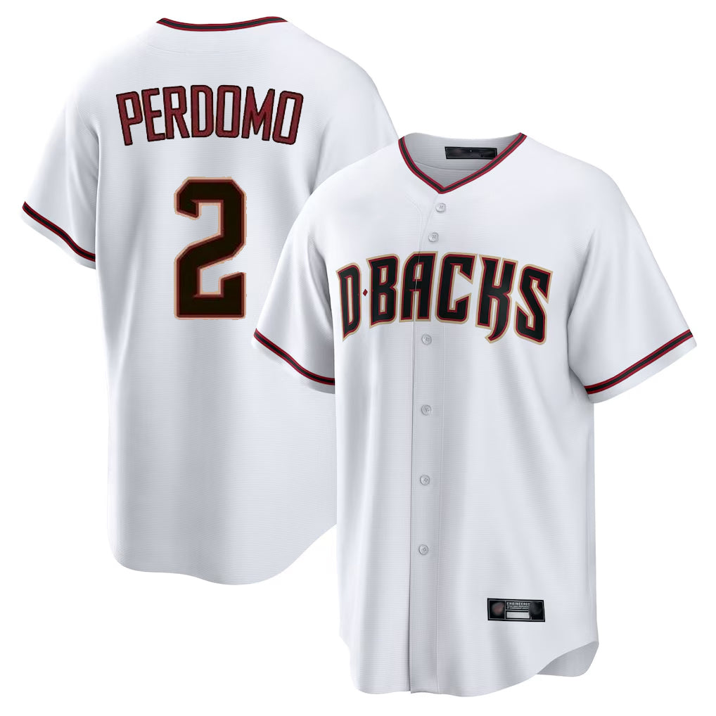 A.Diamondbacks #2 Geraldo Perdomo Player White Home Game Qdoa Stitched Jerseys