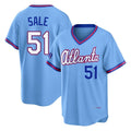 A.Braves #51 Chris Sale Player Powder Blue 2026 City Connect T-shirt Home Game Qdoa Stitched Jerseys
