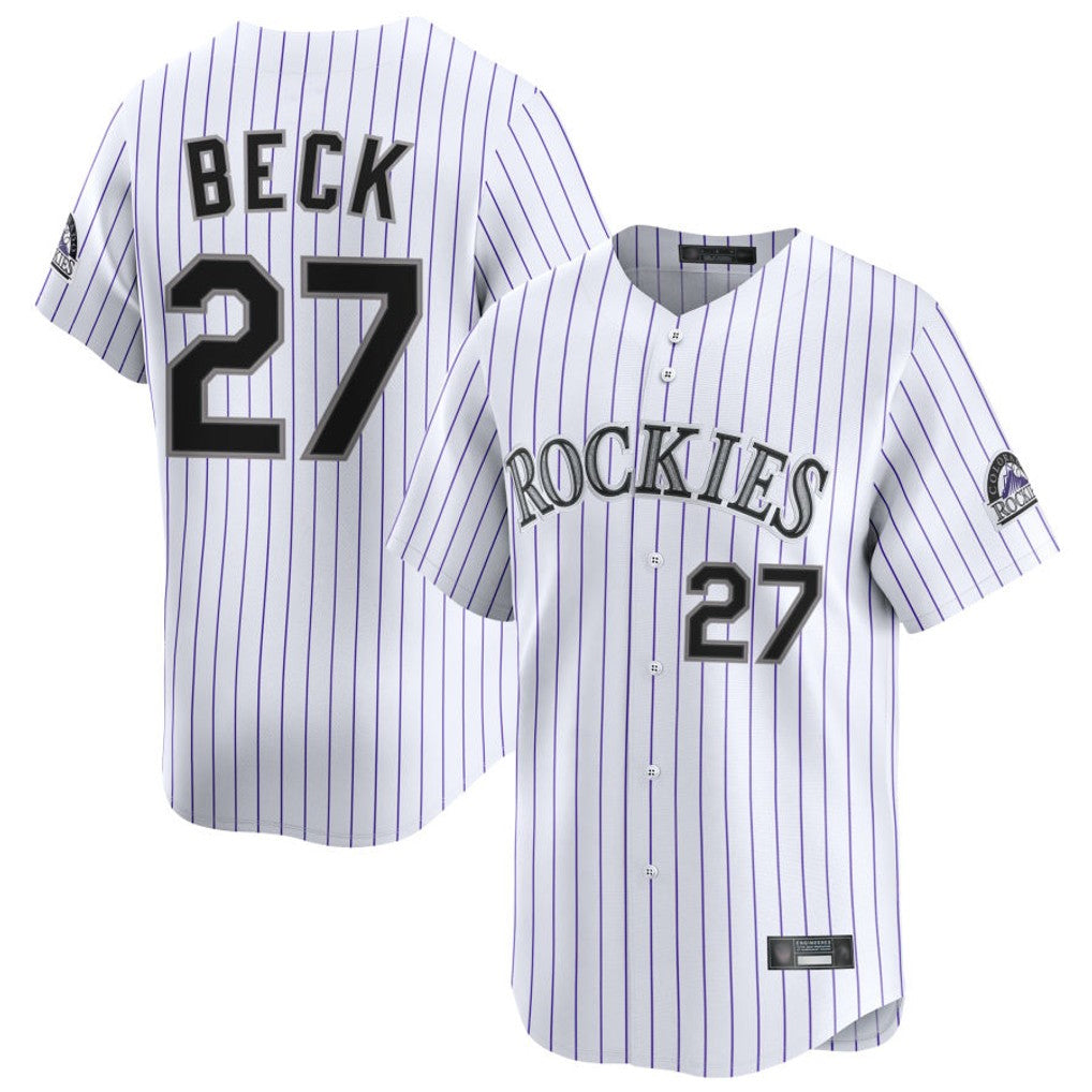 C.Rockies #27 Jordan Beck Player White Limited Home Qdoa Stitched Jerseys