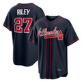 A.Braves #27 Austin Riley Player Navy Home Game Qdoa Stitched Jerseys