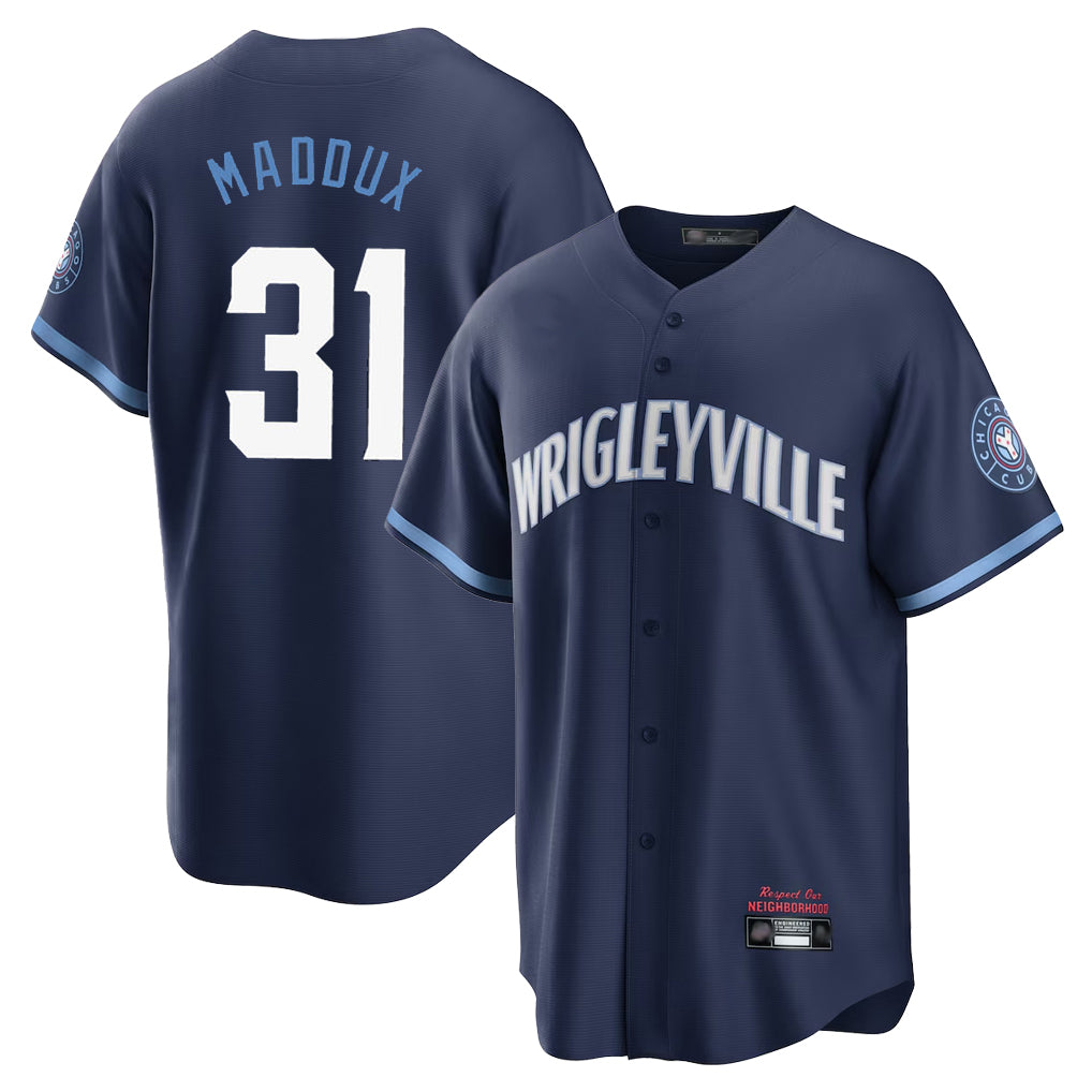 C.Cubs #31 Greg Maddux Player Navy City Connect Home Game Qdoa Stitched Jerseys