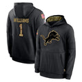 D.Lions #1 Jameson Williams Player Black Salute to Service Hoodies Limited Game Qdoa Stitched Jerseys