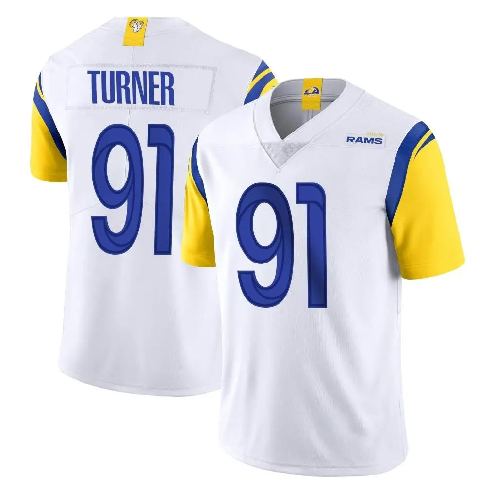 LA.Rams #91 Kobie Turner Player White Limited Vapor Untouchable Home Game Qdoa Stitched Jerseys